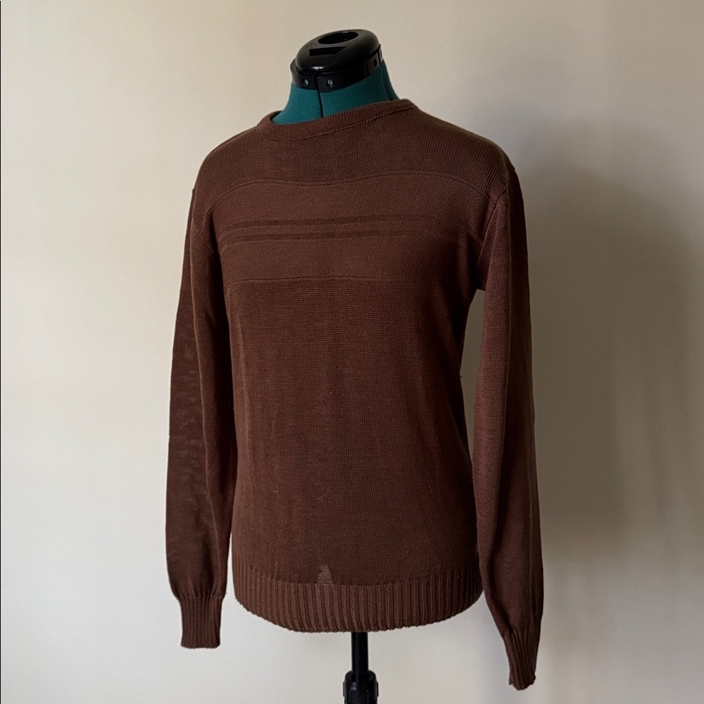Vintage Men's Crewneck Sweater in Russet Brown Made in USA | Size S